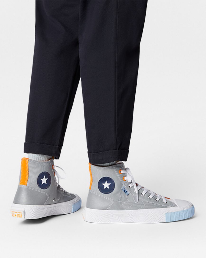 Tenisky Vysoke Converse Chuck Taylor Alt Star Reflective Shine Damske Siva Biele Oranžové | SK EQIBL5